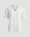 Women's Cotton Blend Puff Sleeve Blouse Top-Fashion Glam