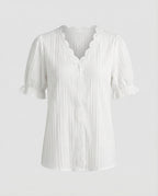 Women's Cotton Blend Puff Sleeve Blouse Top-Fashion Glam