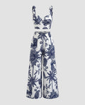 Women's Crop Top with Floral Print and Wide Pants Fashion Glam-Fashion Glam