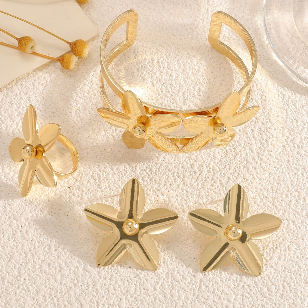 Women's cuff bracelet with floral design Fashion Glam-Fashion Glam