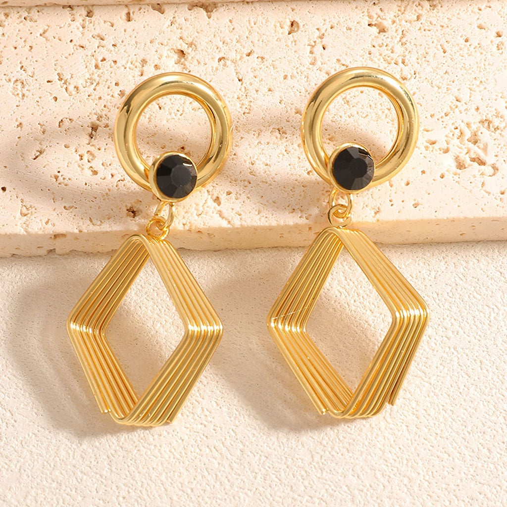 Women's Design Earrings with Geometric Wire Motif Fashion Glam-Fashion Glam