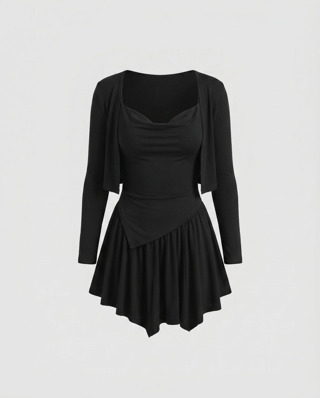 Women's dress with an elegant wrap cut and long sleeves-Fashion Glam