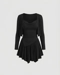 Women's dress with an elegant wrap cut and long sleeves-Fashion Glam