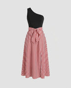 Women's dress with asymmetrical cut and side slit-Fashion Glam