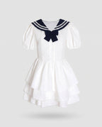 Women's dress with maritime collar and voluminous skirt-Fashion Glam