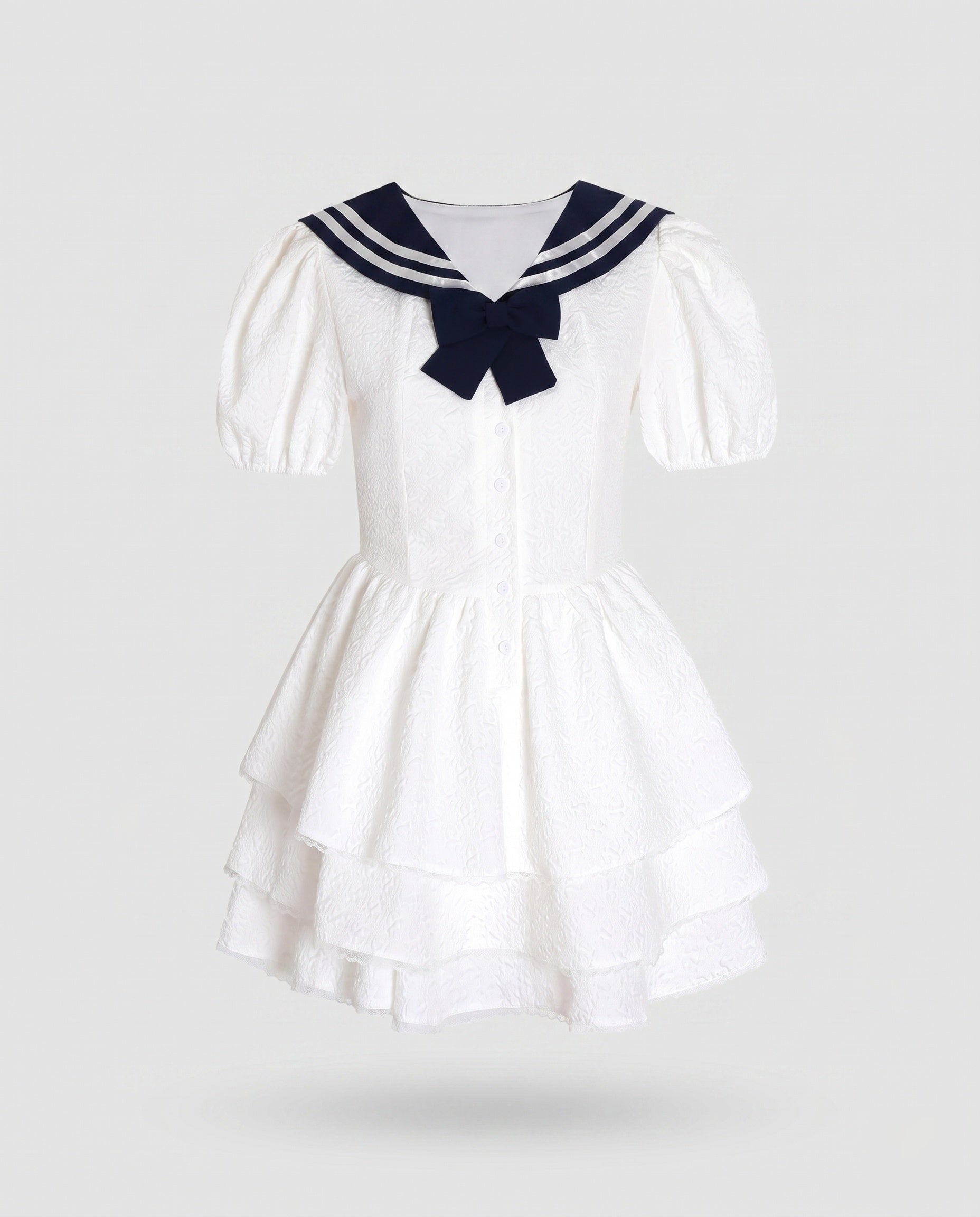Women's dress with maritime collar and voluminous skirt-Fashion Glam