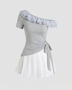 Women's dress with playful asymmetric cut and sophisticated ruffle design-Fashion Glam