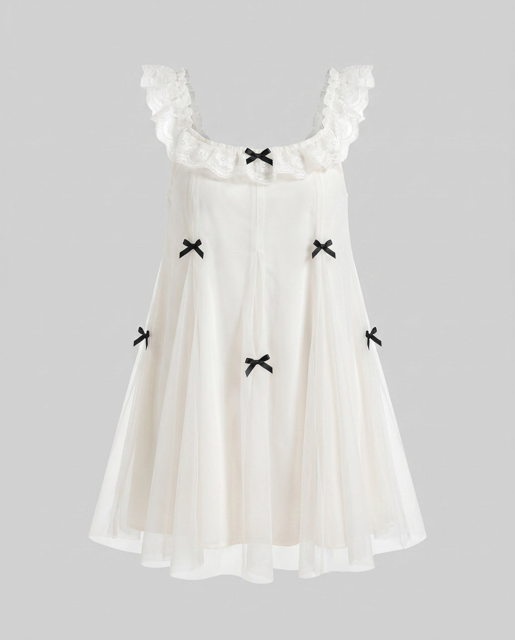 Women's dress with playful ruffles and delicate bow details-Fashion Glam