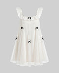 Women's dress with playful ruffles and delicate bow details-Fashion Glam