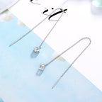 Women's earrings with elegant square pendant and shimmering zirconia Fashion Glam-Fashion Glam