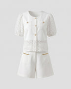 Women’s elegant and airy blouse set with structured sleeves Fashion Glam-Fashion Glam