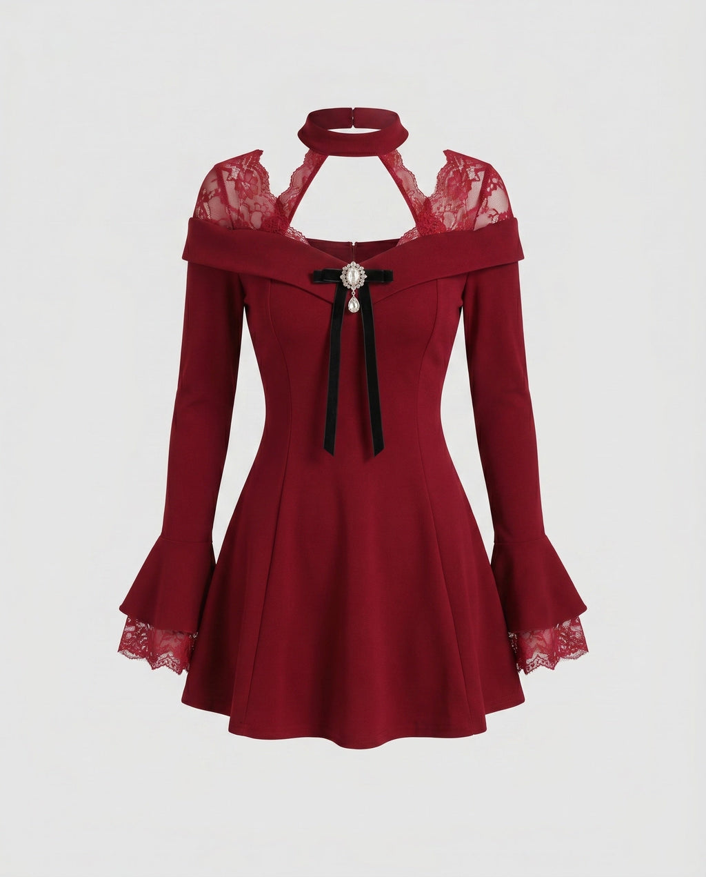 Women's elegant and playful dress with lace embellishments-Fashion Glam