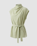 Women's elegant and stylish blouse top with tieable collar-Fashion Glam