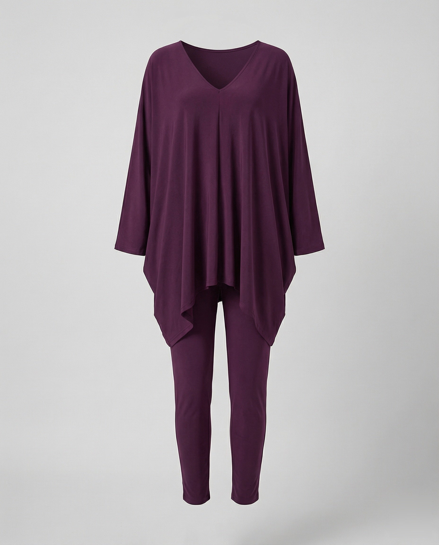 Women's Elegant Draped Tunic Mixed Fabric Tunic-Leggings Set-Fashion Glam