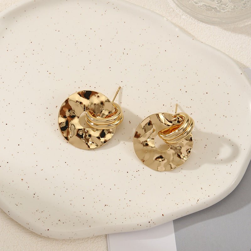 Women's elegant earrings with rustic, folded design Fashion Glam-Fashion Glam