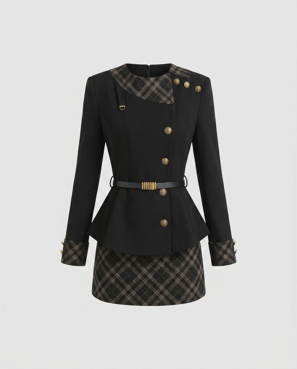 Women's Fashion Blazer Dress with Tailored Cut and Elegant Buttons-Fashion Glam