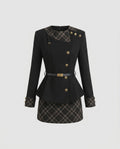 Women's Fashion Blazer Dress with Tailored Cut and Elegant Buttons-Fashion Glam