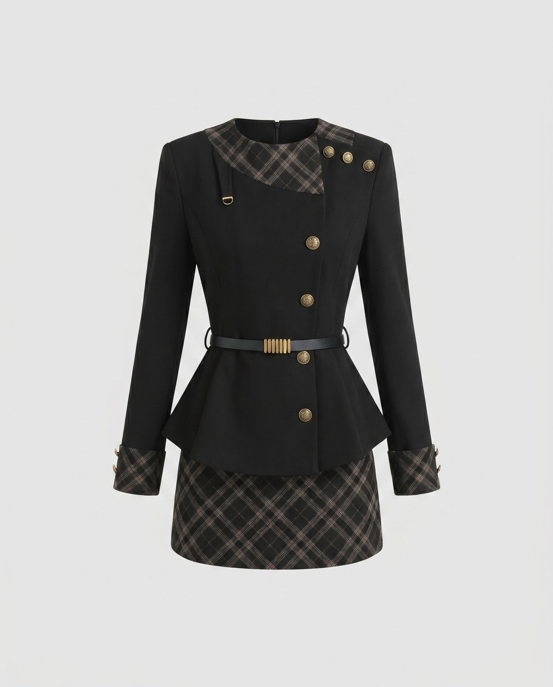 Women's Fashion Blazer Dress with Tailored Cut and Elegant Buttons-Fashion Glam