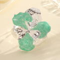 Women's flower-shaped ring made of shiny metal and high-quality epoxy resin Fashion Glam-Fashion Glam