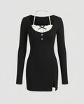 Women's form-fitting mini dress with stylish top and elegant ruffle details-Fashion Glam