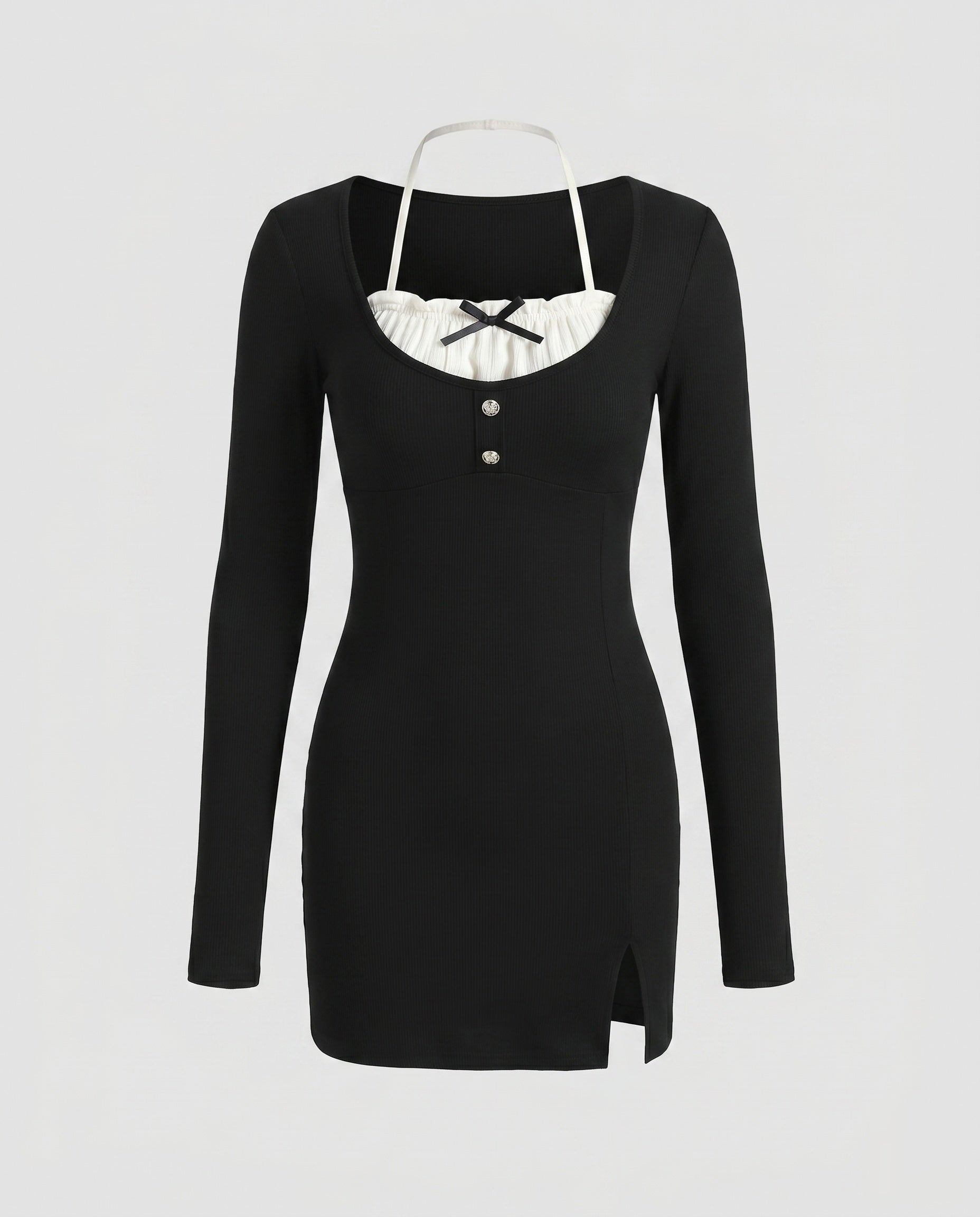 Women's form-fitting mini dress with stylish top and elegant ruffle details-Fashion Glam