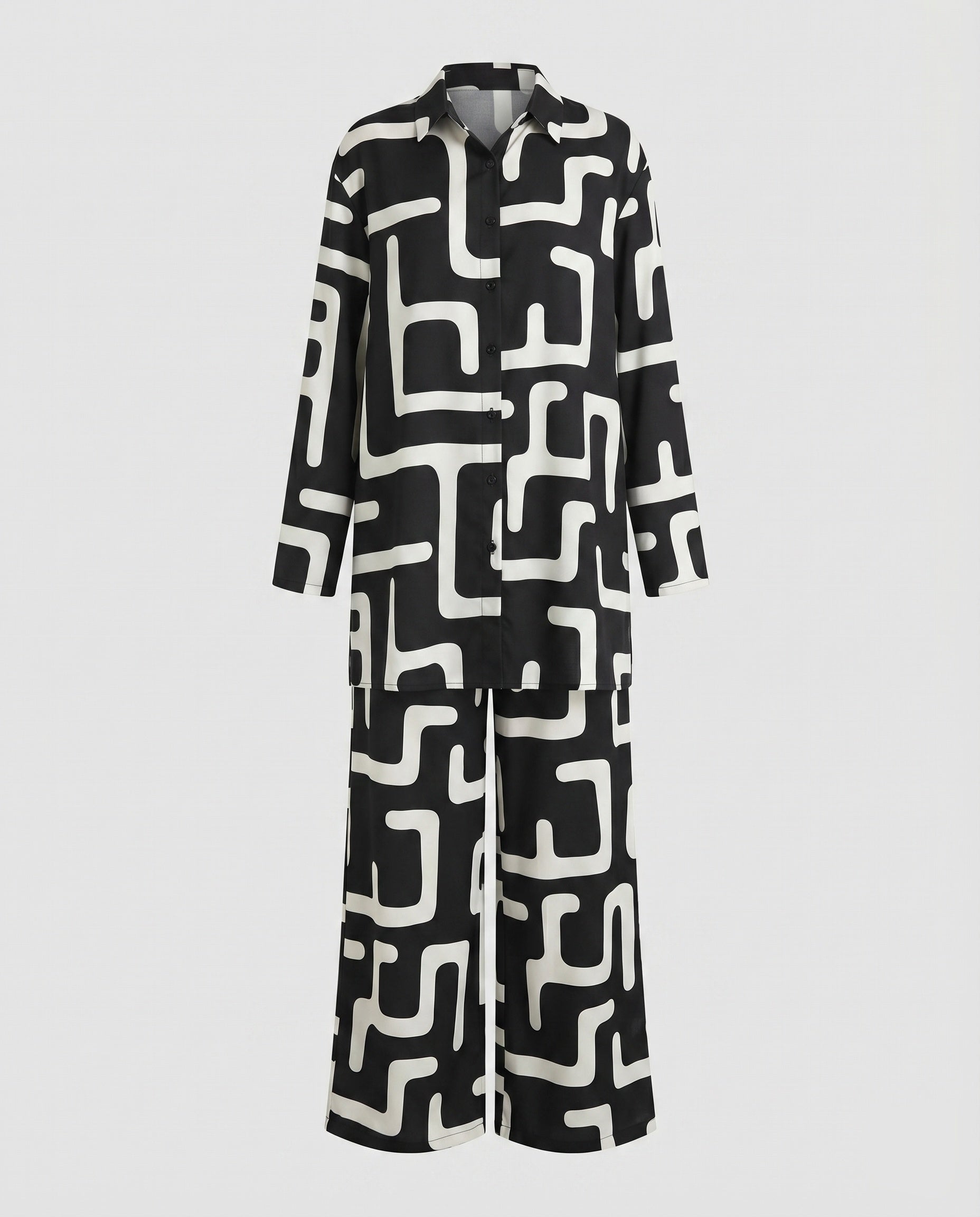 Women's Graphic Graphic Pattern Blended Fabric Long Blouse-Pants Set-Fashion Glam