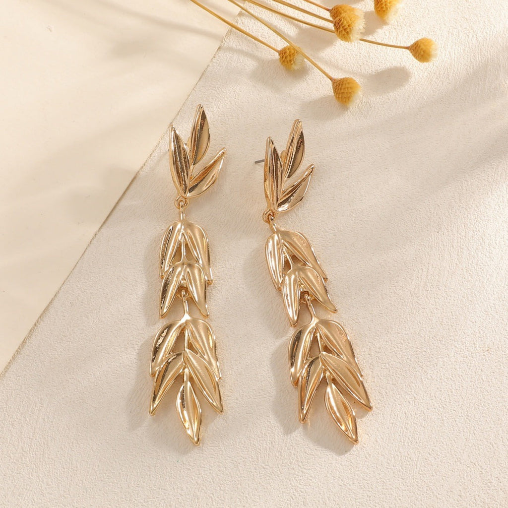 Women's Hanging Earrings with Elegant Leaf Design Fashion Glam-Fashion Glam