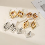 Women's Hanging Earrings with Square Design and Glossy Surface Fashion Glam-Fashion Glam