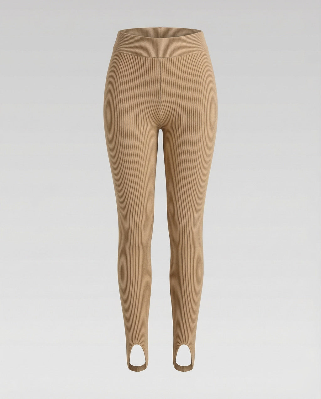 Women's high-cut knit leggings with ankle slit-Fashion Glam
