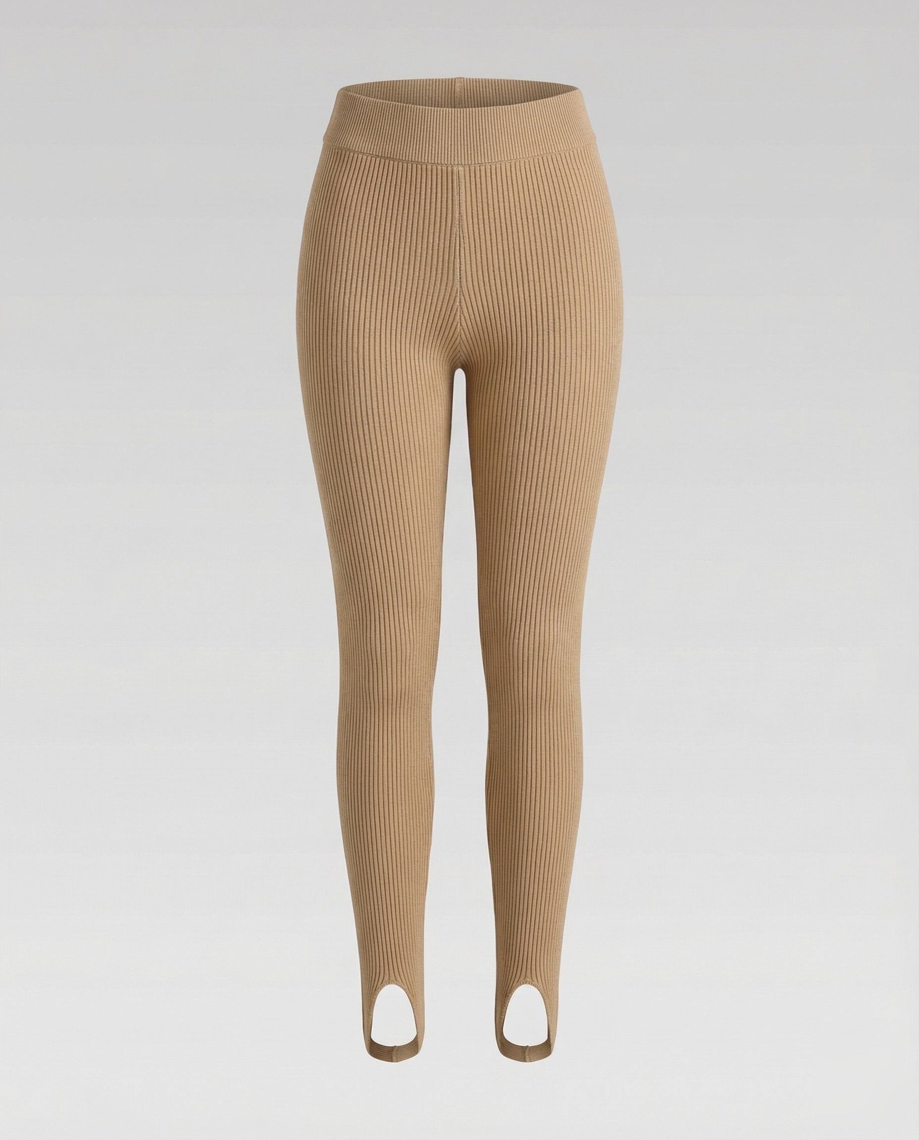 Women's high-cut knit leggings with ankle slit-Fashion Glam