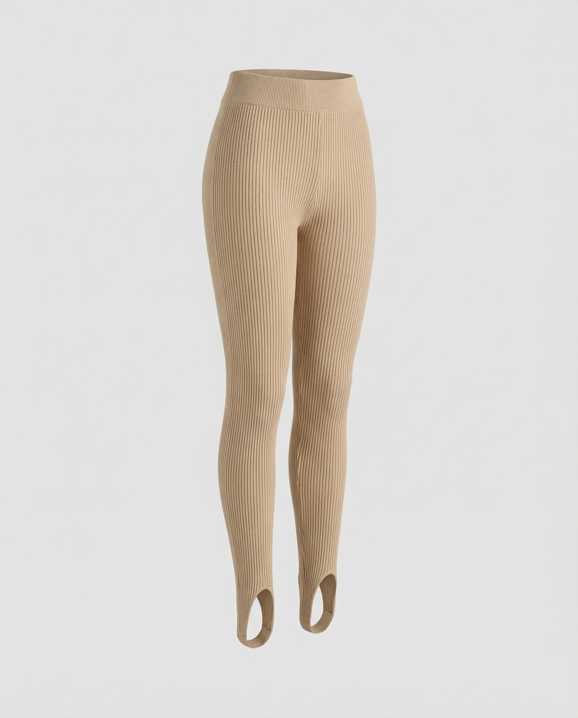 Women’s high-cut ribbed knit leggings with front foot slit and elastic comfort waistband Fashion Glam-Fashion Glam