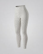 Women's high-waisted textured leggings with butt ruching-Fashion Glam