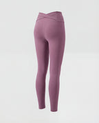 Women's high-waisted yoga leggings with crossover detail-Fashion Glam