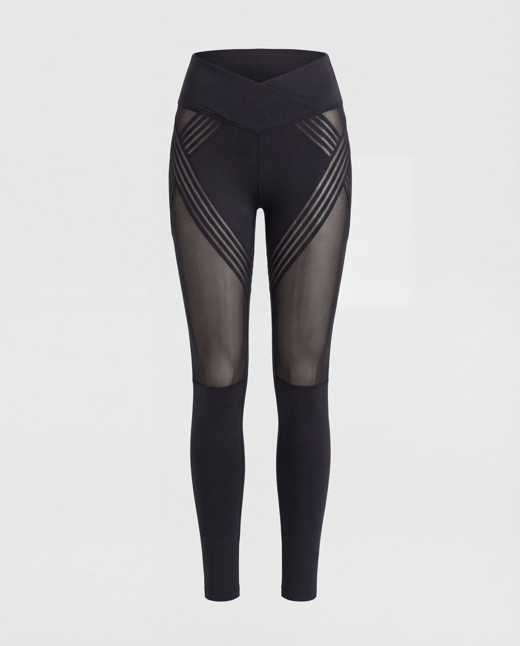 Women's high-waisted yoga leggings with mesh inserts-Fashion Glam