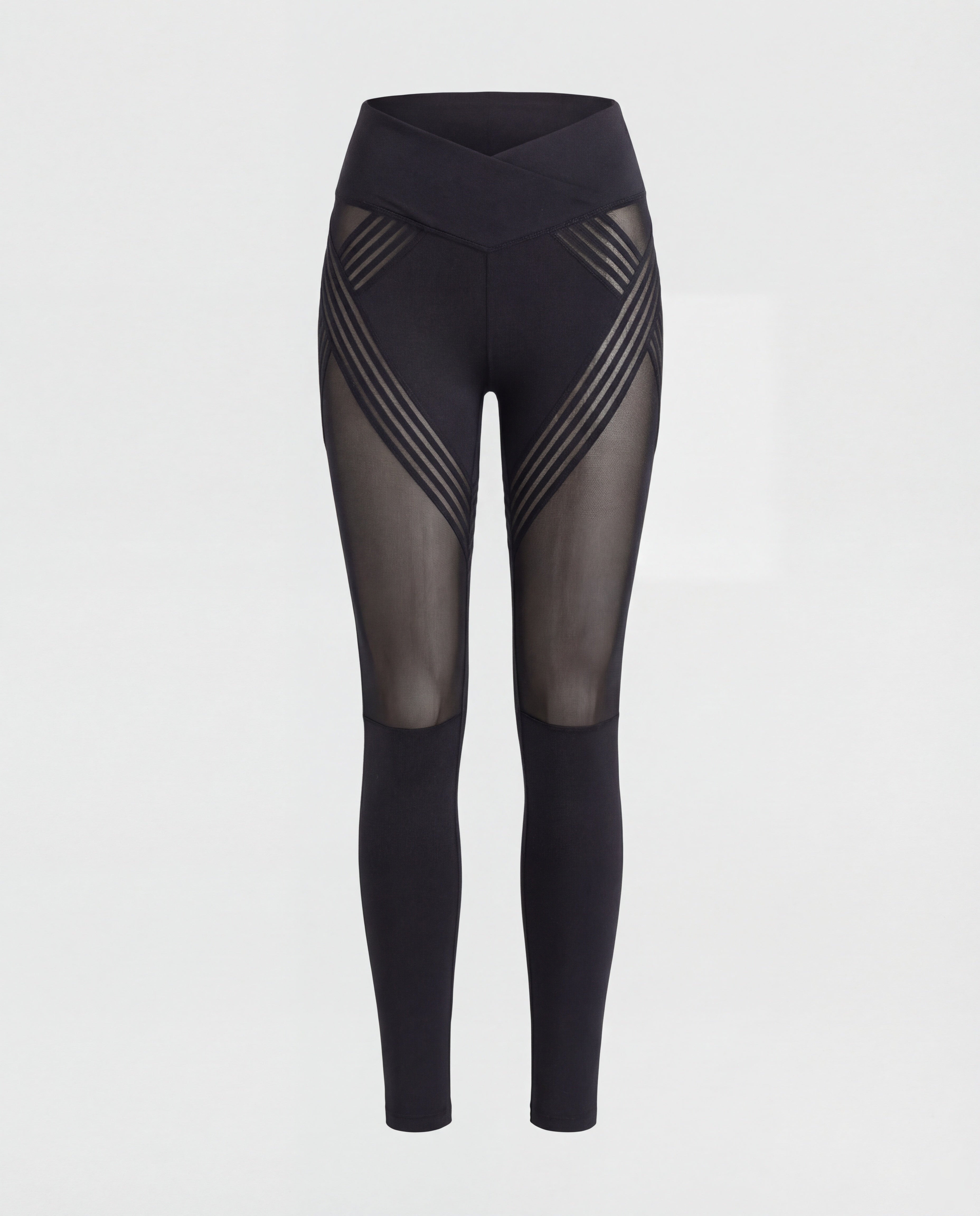 Women's high-waisted yoga leggings with mesh inserts-Fashion Glam