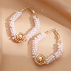 Women’s hoops with artistic pearl design Fashion Glam-Fashion Glam