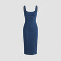 Women's Jeans Midi Dress fitted-Fashion Glam