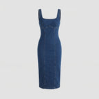 Women's Jeans Midi Dress fitted-Fashion Glam