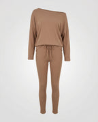 Women's Knit Loungewear Set with Oversized Shoulders-Fashion Glam
