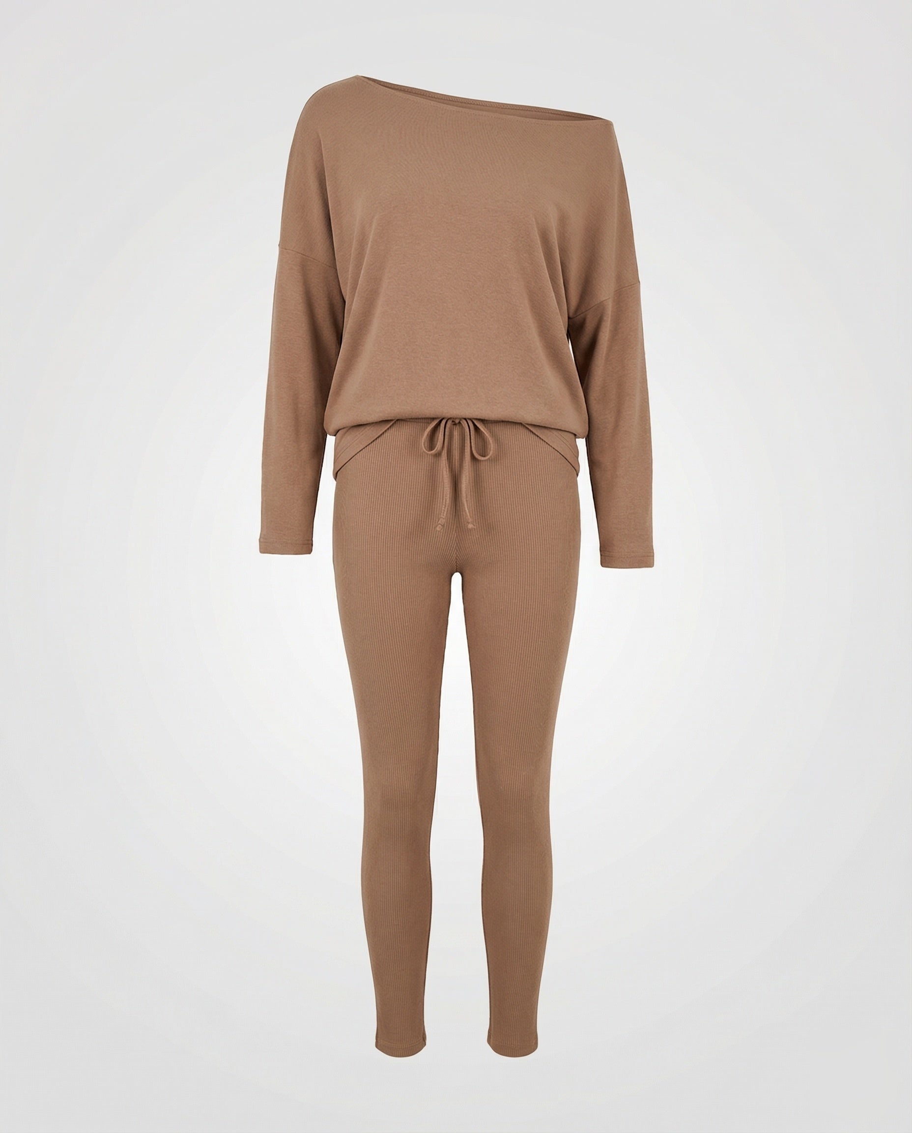 Women's Knit Loungewear Set with Oversized Shoulders-Fashion Glam