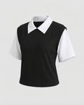 Women's Layered Look Blouse Top with Rib Knitting-Fashion Glam