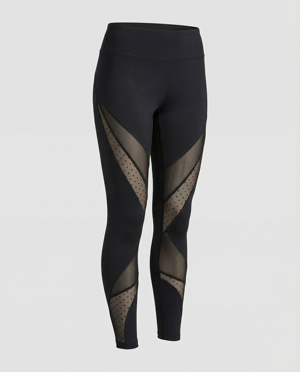 Women's leggings with diagonal mesh inserts-Fashion Glam