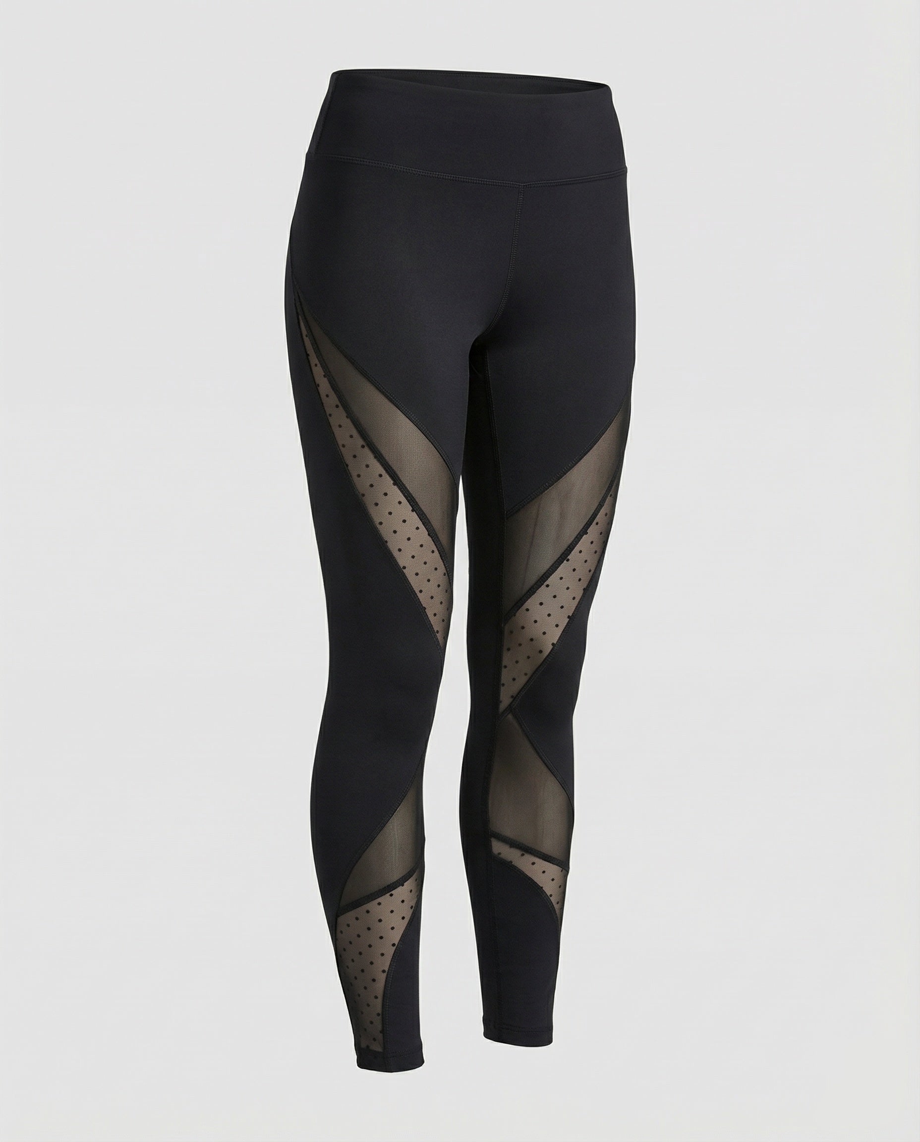 Women's leggings with diagonal mesh inserts-Fashion Glam