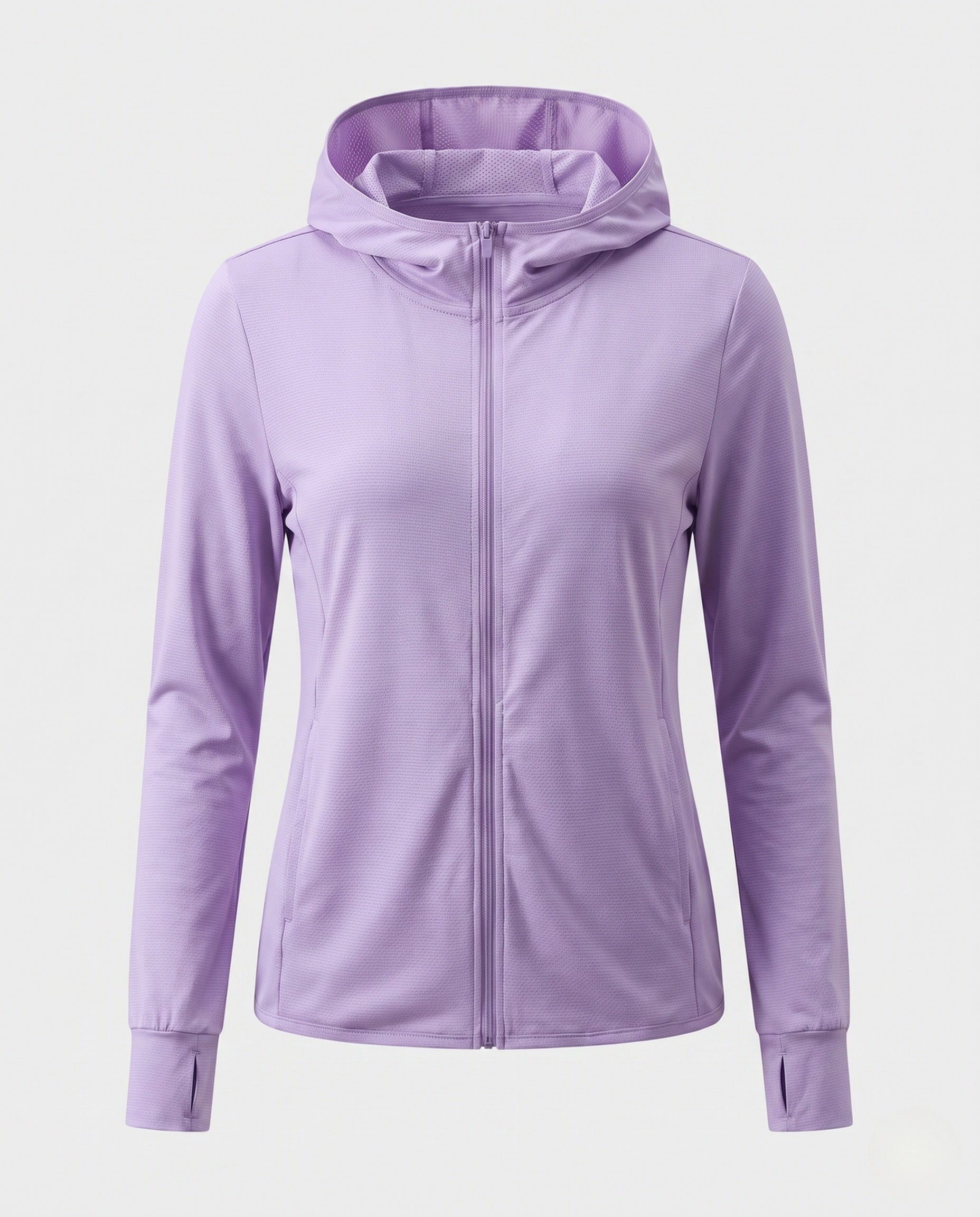 Women's lightweight functional hooded jacket with honeycomb structure, mesh inner lining, side zipper pockets, and thumb holes Fashion Glam-Fashion Glam