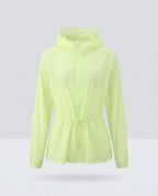 Women's lightweight hooded protection jacket with waist drawstring and elastic cuffs Fashion Glam-Fashion Glam