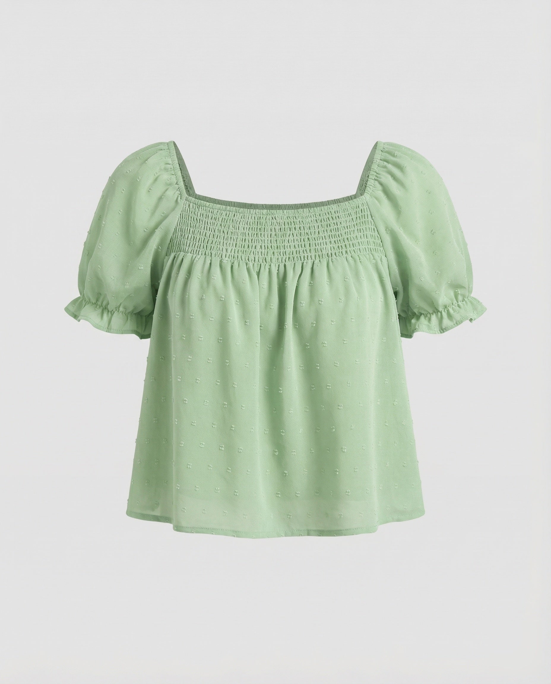 Women's Lightweight Square Neck Mixed Fabric Smock Blouse Top-Fashion Glam