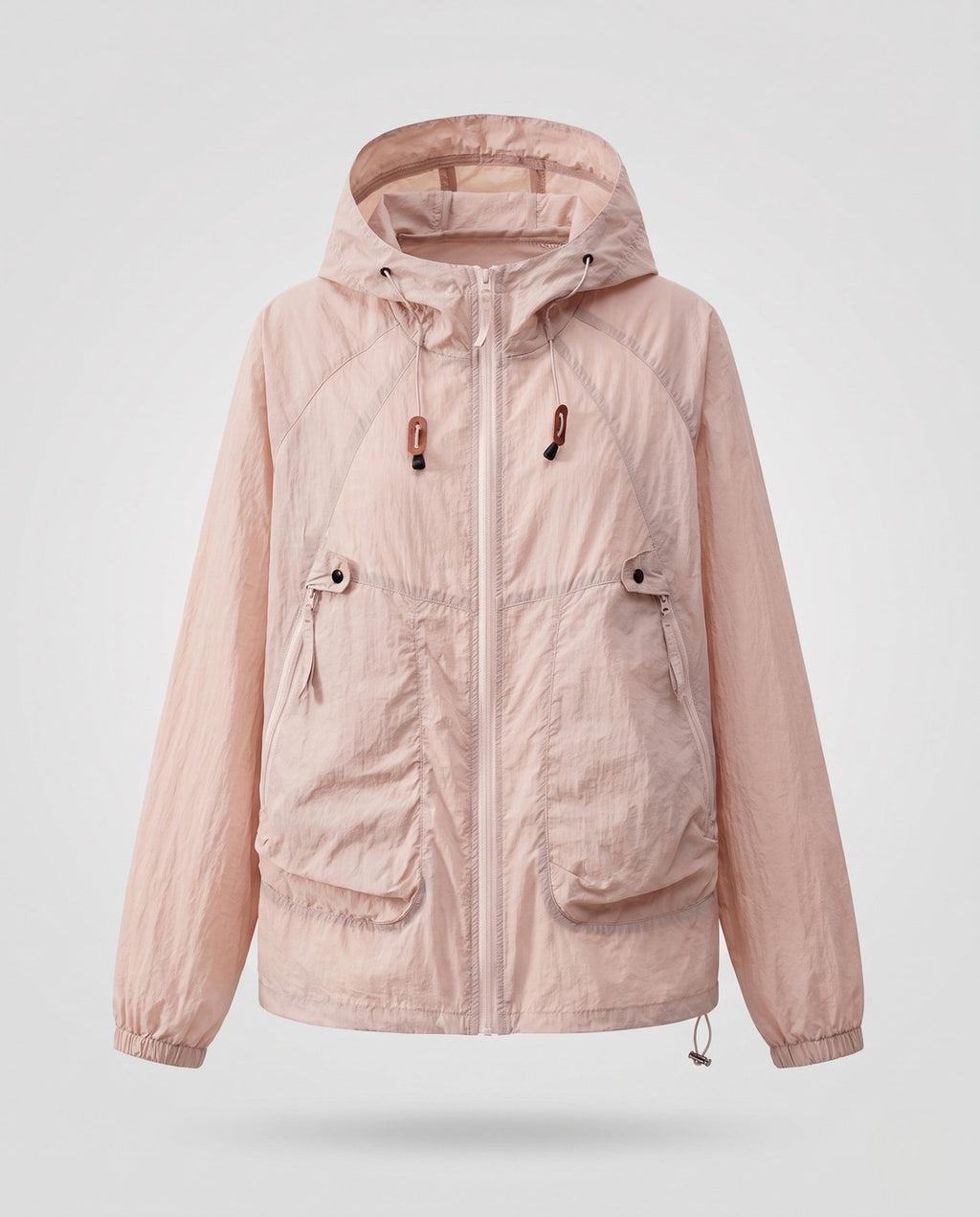 Women's lightweight windproof hooded jacket with drawstring and generous pockets Fashion Glam-Fashion Glam