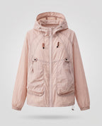 Women's lightweight windproof hooded jacket with drawstring and generous pockets Fashion Glam-Fashion Glam