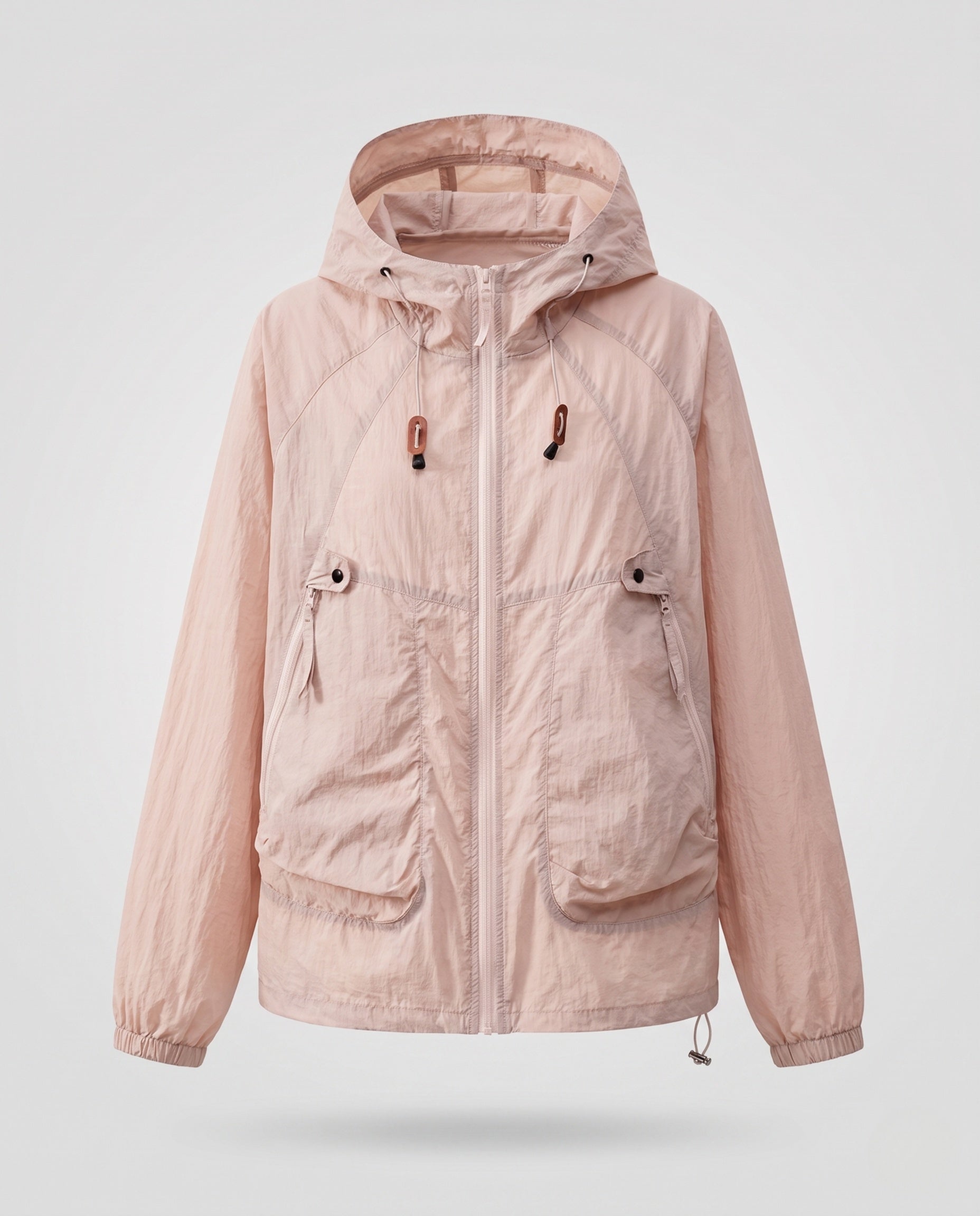 Women's lightweight windproof hooded jacket with drawstring and generous pockets Fashion Glam-Fashion Glam