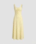 Women's long sleeve dress with floral details and adjustable straps-Fashion Glam